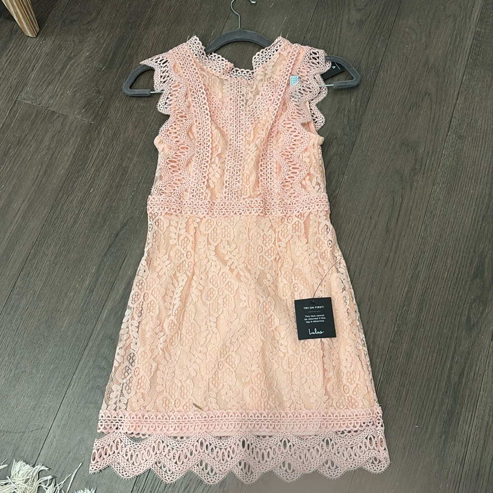 Lulus My Sweetheart Blush Pink Lace Mini Dress